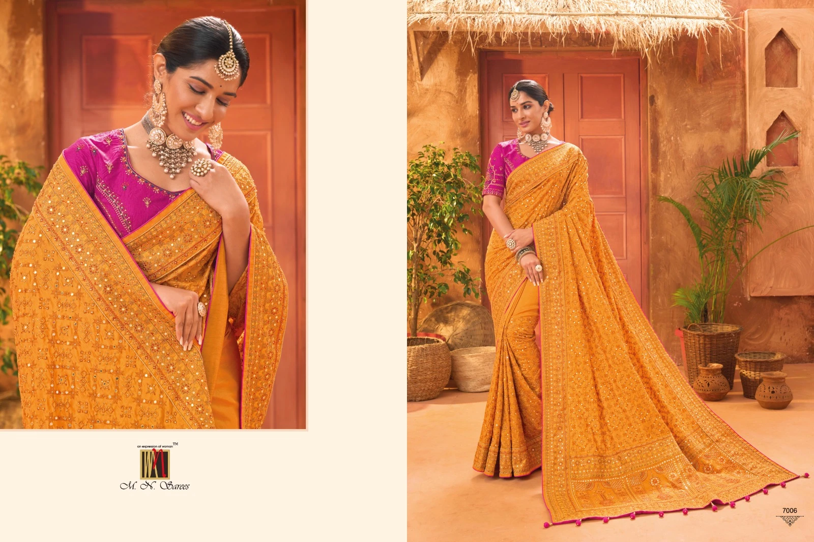 M.N 7000 Series Banarasi Silk Wholesale Designer Sarees Catalog — Wholesale Sarees, MPA wholesale from Surat — view 4